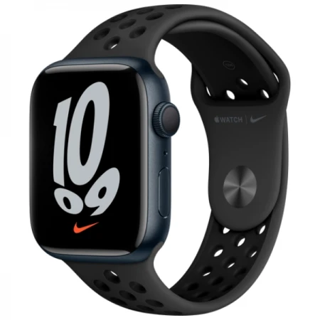 Смарт-часы Apple Watch Nike Series 7, 45mm Midnight Aluminium Case with Anthracite/Black Nike Sport Band, (MKNC3GK/A)