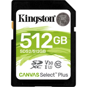 Карта памяти Kingston Canvas Select Plus SDXC 512GB, Class 10 UHS-I U3, (SDS2/512GB)