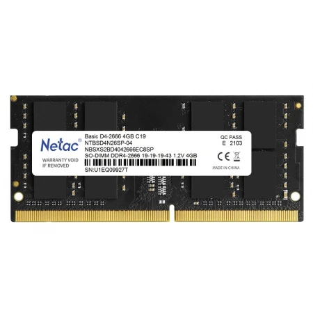 ОЗУ Netac BASIC 4GB 2666MHz SODIMM DDR4, (NB4-2666 4G) ОЗУ Netac BASIC 4GB 2666MHz SODIMM DDR4, (NB4-2666 4G)