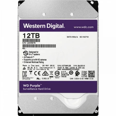 Жесткий диск Western Digital Purple 12TB, (WD121PURX-78)