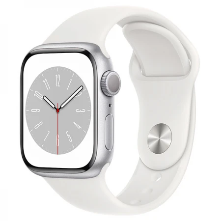 Смарт-часы Apple Watch Series 8, 45mm Silver Aluminium Case with White Sport Band - Regular, (MP6N3GK/A)