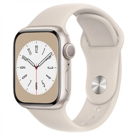 Смарт-часы Apple Watch Series 8, 41mm Starlight Aluminium Case with Starlight Sport Band - Regular, (MNP63GK/A)
