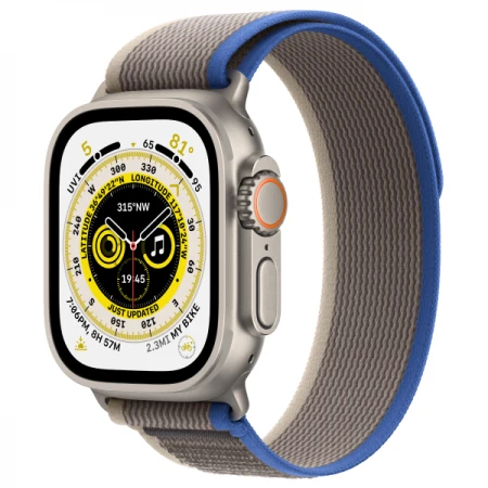 Смарт-часы Apple Watch Ultra, 49mm Titanium Case with Blue/Gray Trail Loop M/L, (MQFV3GK/A)