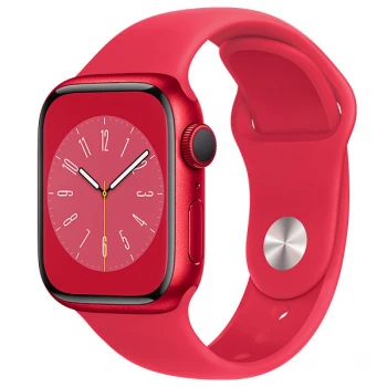 Смарт-часы Apple Watch Series 8, 45mm Red Aluminium Case with Red Sport Band - Regular, (MNP43GK/A)