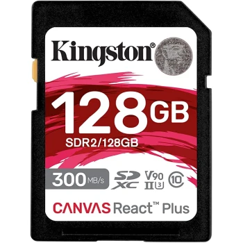 Карта памяти Kingston Canvas React Plus SDXC 128GB, Class 3 UHS-II U3, (SDR2/128GB)