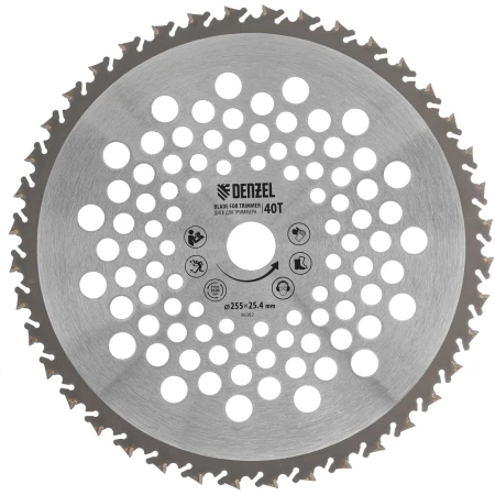 Диск для триммера Denzel 255 х 25,4 мм, 40 зубов, Anti-Kick Диск для триммера Denzel 255 х 25,4 мм, 40 зубов, Anti-Kick