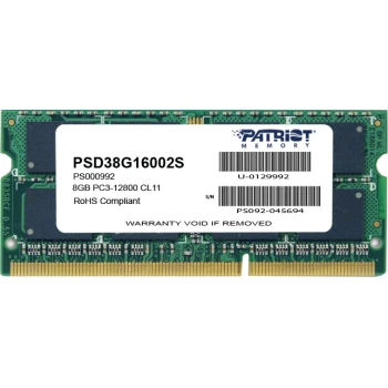 ОЗУ Patriot Signature 8GB 1600MHz SODIMM DDR3, (PSD38G16002S)