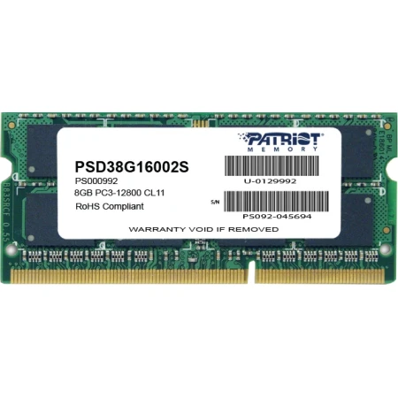 ОЗУ Patriot Signature 8GB 1600МГц SODIMM DDR3, (PSD38G16002S)