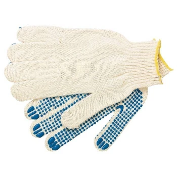 Трикотаждық Ресей перчаткалары, жөндеу және құрылыс жұмыстары үшін, ПВХ "Нүкте" антиқысымсыз, 6 жұп (67717)