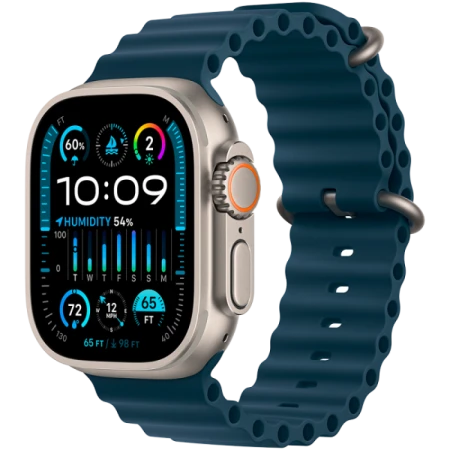 Смарт-сағат Apple Watch Ultra 2, GPS + Cellular, 49мм Титан кесе Blue Ocean шаруашымен (MREG3GK/A)