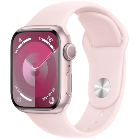 Смарт-часы Apple Watch Series 9, 41mm Pink Aluminium Case with Light Pink Sport Band - M/L, (MR943QR/A)