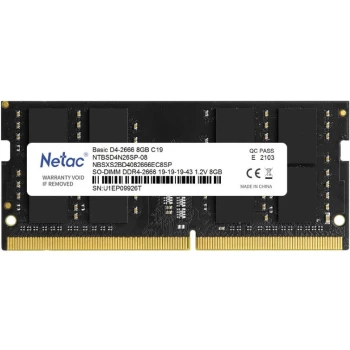 ОЗУ Netac Basic 8GB 3200MHz SODIMM DDR4, (NTBSD4N32SP-08)