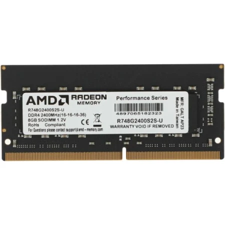 ОЗУ AMD Radeon R7 Performance 8GB 2400MHz SODIMM DDR4, (R748G2400S2S-U)