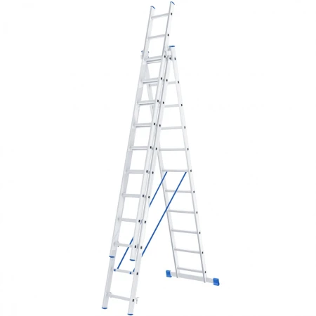 Лестница Сибртех, 3 х 11 ступеней, алюминиевая, трехсекционная