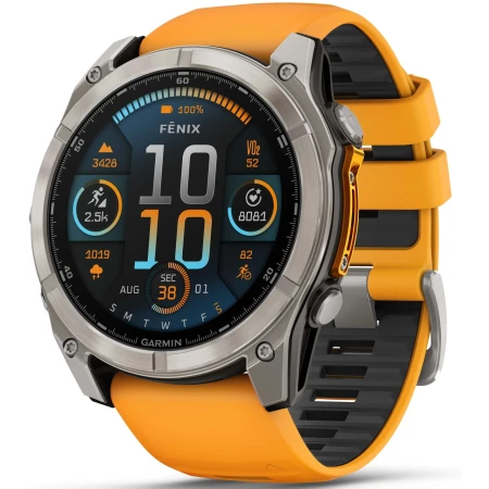 Смарт-часы Garmin Fenix 8, 51mm Sapphire Titanium with Spark Orange Silicone Band, (010-02905-11) Смарт-часы Garmin Fenix 8, 51mm Sapphire Titanium with Spark Orange Silicone Band, (010-02905-11)