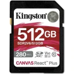 Карта памяти Kingston Canvas React Plus V60 SD 512GB, Class 3 UHS-II U3, (SDR2V6/512GB)