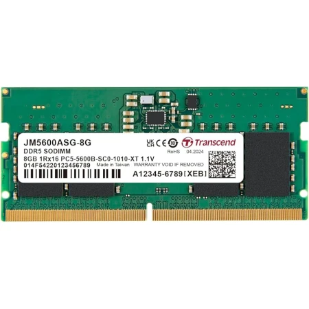 ОЗУ Transcend JetRam 8GB 5600MHz SODIMM DDR5, (JM5600ASG-8G)