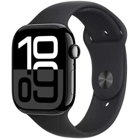 Смарт-часы Apple Watch Series 10, 42mm Jet Black Aluminium Case with Black Sport Band - M/L, (MWWF3QI/A)
