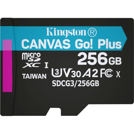 Карта памяти Kingston Canvas Go! Plus 256GB, microSDXC, Class 10 UHS-I U3, (SDCG4/256GB)