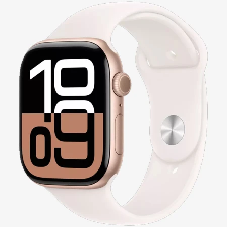 Смарт-часы Apple Watch Series 10, 46mm Rose Gold Aluminium Case with Light Blush Sport Band - S/M, (MWWT3QI/A)