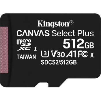 Карта памяти Kingston Canvas Select Plus microSDXC 512GB, Class 10 UHS-I U1, (SDCS3/512GBSP)