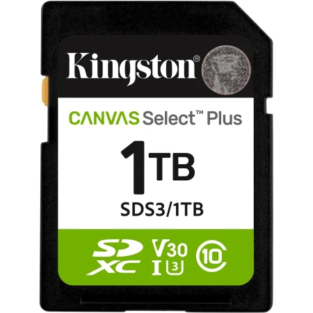 Карта памяти Kingston Canvas Select Plus Gen3 SD 1TB, Class 10 UHS-I U3, (SDS3/1TB)