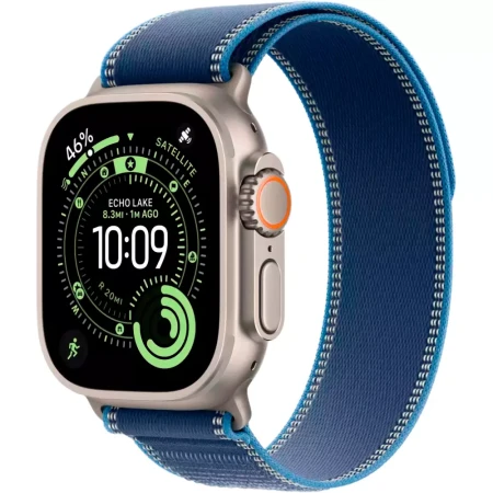Смарт-часы Apple Watch Ultra 3, GPS + Cellular, 49mm Natural Titanium Case with Blue/Bright Blue Trail Loop - M/L, (MEWU4QR/A)