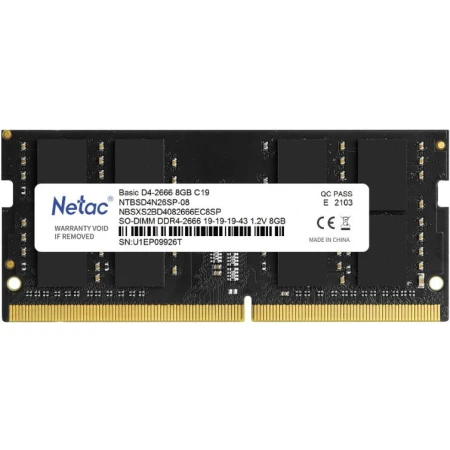 ОЗУ Netac Basic 8GB 2666MHz SODIMM DDR4, (NTBSD4N26SP-08)