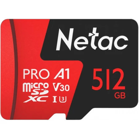 Карта памяти Netac microSDXC 512GB, Class 10 UHS A1, (NT02P500PRO-512G-S)