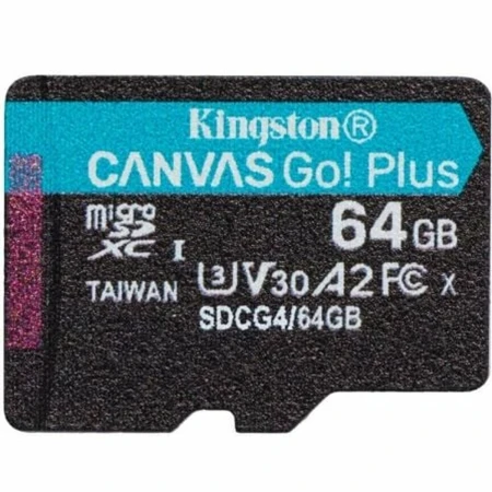 Карта памяти Kingston Canvas Go! Plus microSD 64GB, Class 10 UHS-I U3, (SDCG4/64GBSP)