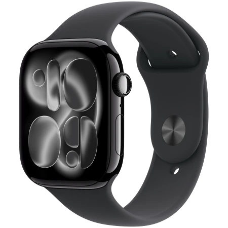 Смарт-часы Apple Watch Series 11, GPS, 46mm Jet Black Aluminium Case with Black Sport Band - M/L, (MEUX4RK/A)