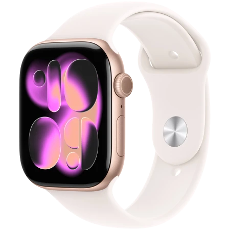Смарт-часы Apple Watch Series 11, GPS, 46mm Rose Gold Aluminium Case with Light Blush Sport Band - S/M, (MEV64RK/A)