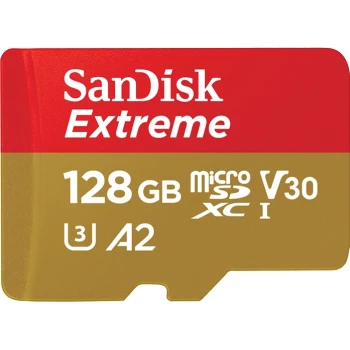 Карта памяти SanDisk Extreme V30 A2 microSDXC 128GB, Class 3 UHS-I U3, (SDSQXAA-128G-GN6MA)