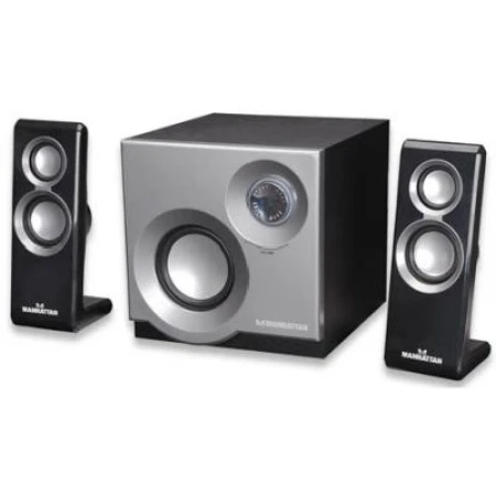 Акустическая система Manhattan Speaker System 3050 (2.1) - Black/Silver, 5Вт RMS, 80Hz-20kHz, USB Акустическая система Manhattan Speaker System 3050 (2.1) - Black/Silver, 5Вт RMS, 80Hz-20kHz, USB
