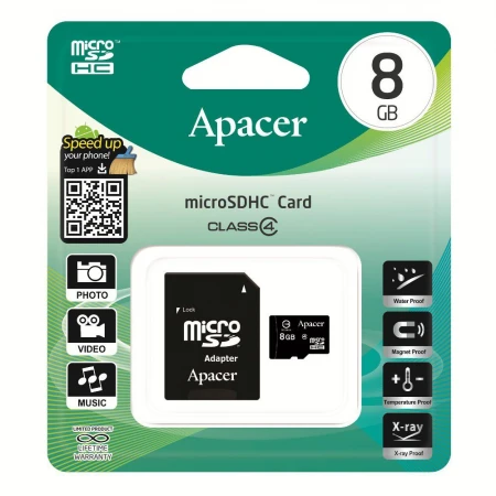 Карта памяти Apacer MicroSD 8GB Class 4 AP8GMCSH4-R