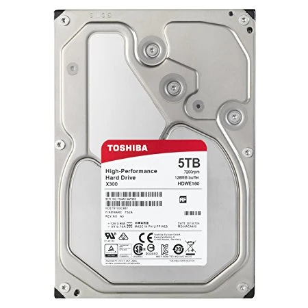 Жёсткий диск Toshiba 5Tb, HDD, 3.5", 7200rpm, 128MB, SATA III 6Gb/s, HDWE150EZSTA