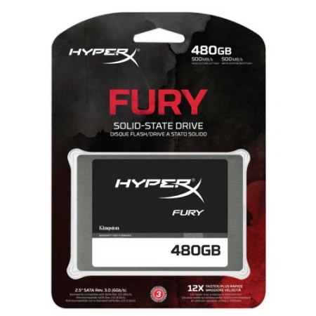 SSD диск Kingston HyperX Fury 480Gb, 2.5", 7mm, SATA-III 6Gb/s, MLC, SHFS37A/480G
