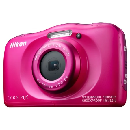 Компактный фотоаппарат Nikon CoolPix W100, 13.2Mpx, 4.1-12.3mm, 3x zoom,JPEG,f/3.3-5.9,2.7'',Li-Ion,Pink