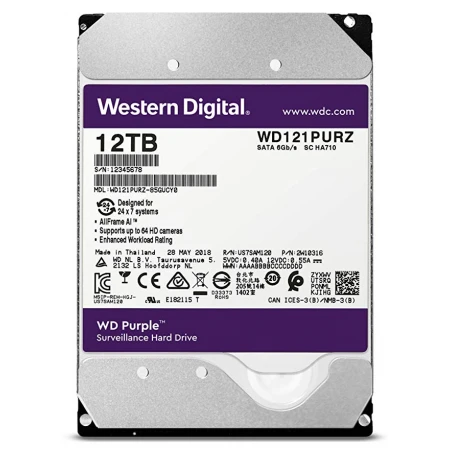 Жёсткий диск Western Digital Purple 12TB, (WD121PURZ)