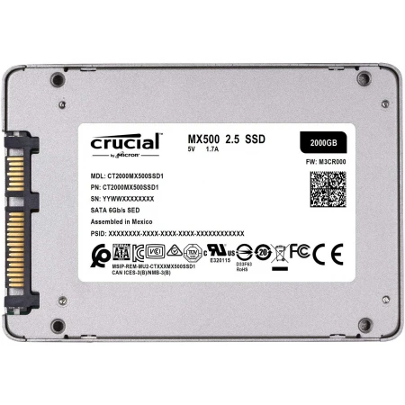 SSD диск Crucial MX500 2TB, (CT2000MX500SSD1)