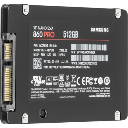 SSD диск Samsung 860 Pro 512GB, (MZ-76P512BW)