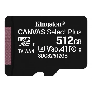 Карта памяти Kingston Canvas Select Plus MicroSD 512GB, Class 10 UHS-I U1, (SDCS2/512GBSP)