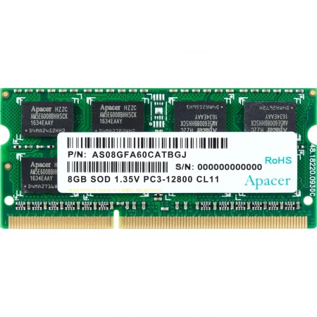 ОЗУ Apacer 8GB 1600MHz SODIMM DDR3, (DV.08G2K.KAM)