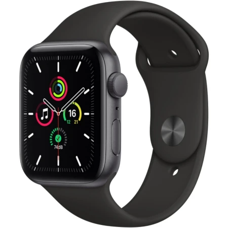 Смарт-часы Apple Watch SE, 44mm Space Gray Aluminium Case with Black Sport Band, (MYDT2GK/A)
