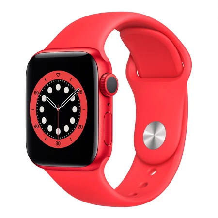 Apple Watch Series 6, 40мм Қызыл Алюминий Корпусымен, Қызыл Спорт бандымен (M00A3GK/A)
