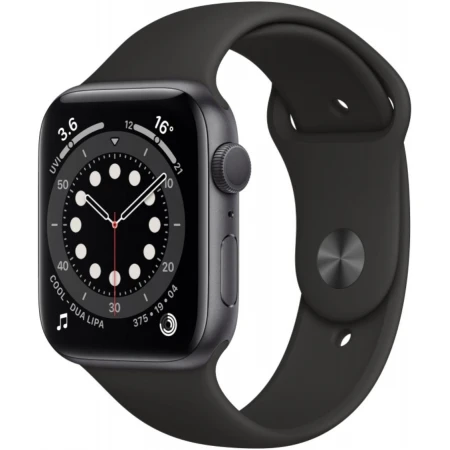 Смарт-часы Apple Watch Series 6, 44mm Space Gray Aluminium Case with Black Sport Band, (M00H3GK/A)