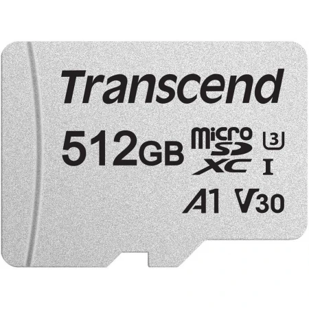 Transcend 300S MicroSD 512GB жадыгы, Class 10 UHS-I U3, (TS512GUSD300S-A)