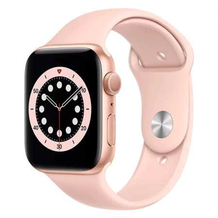 Смарт-часы Apple Watch Series 6, 44mm Gold Aluminium Case with Pink Sport Band, (M00E3GK/A)