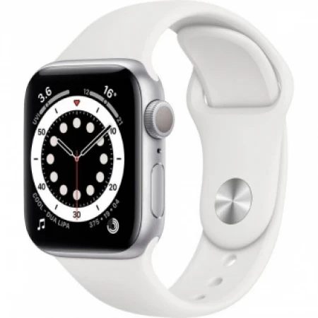 Смарт-часы Apple Watch Series 6, 40mm, Silver Aluminium Case with White Sport Band, (MG283GK/A)