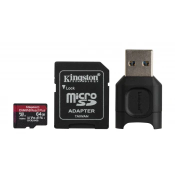 Карта памяти Kingston Canvas React Plus MicroSD 64GB, Class 10 UHS-II 4K/8K, (MLPMR2/64GB)